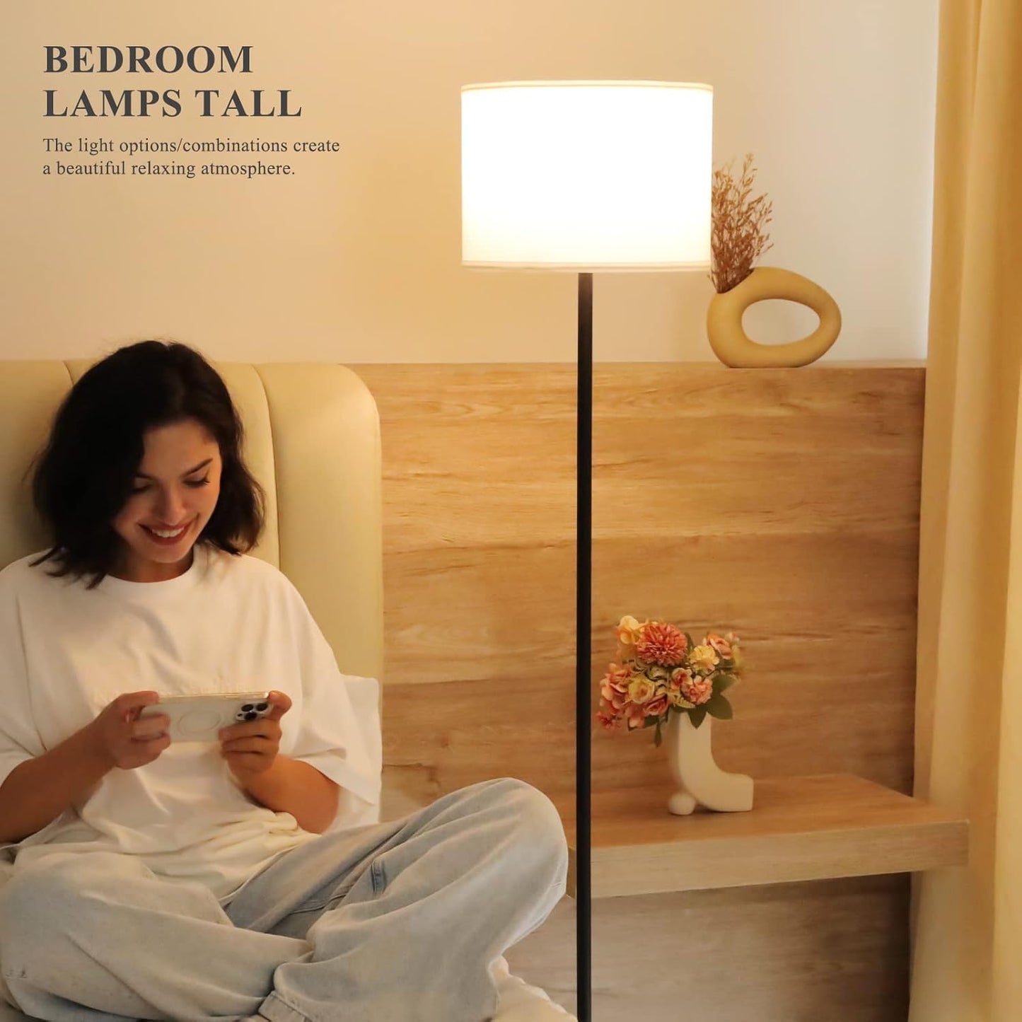 Modern Floor Lamp Simple Design with White Shade