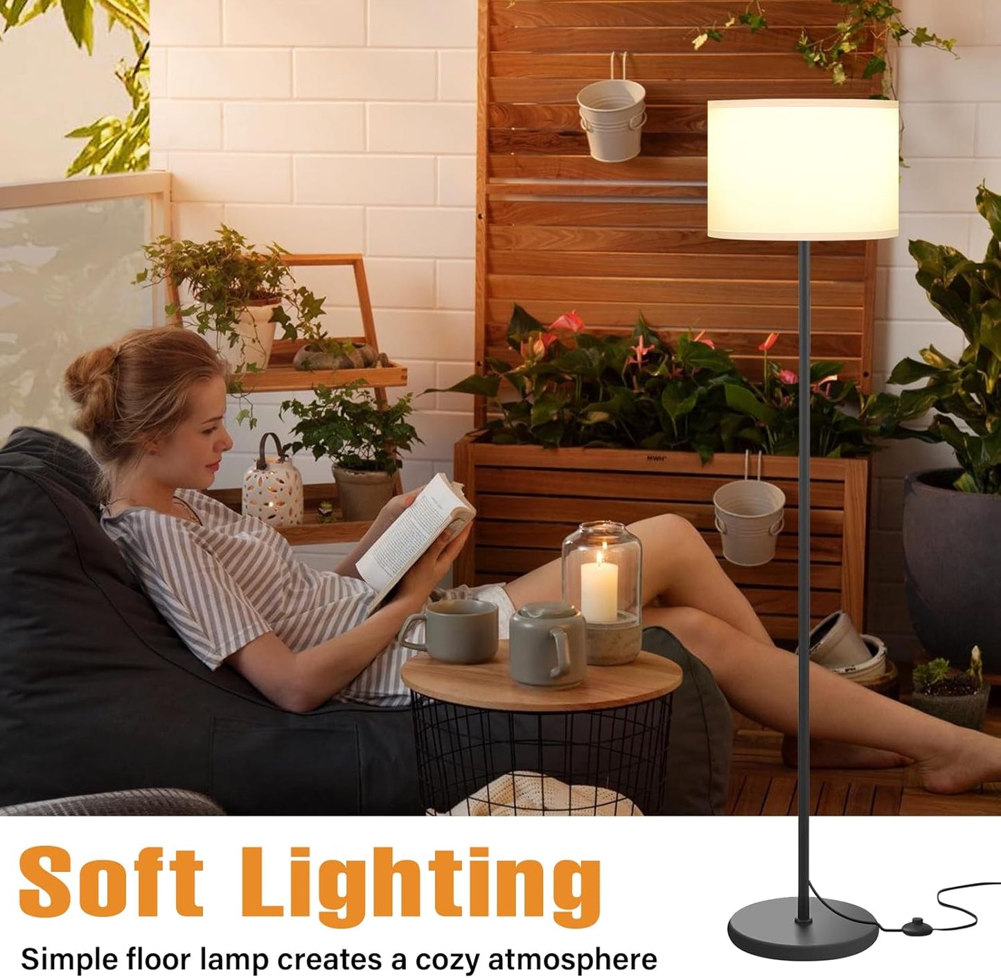 Modern Floor Lamp Simple Design with White Shade